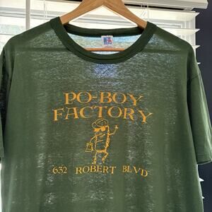 Vintage Paper Thin Worn Burnout T-Shirt Size L 1980s Green Po Boy Single Stitch